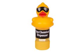 This cute and fun bromine floater has an adjustable flow rate - holds 1" tabs.